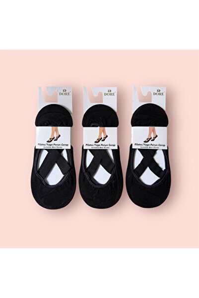 ÖZDEMİRLİ TEKSTİL Women's Black Non-Slip Pilates Yoga Socks 3 Pairs