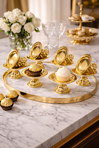Mim Life 6 lı Gold Dekoratif Sunumluk Metal Kase iftarlık hurmalık şekerlik L...