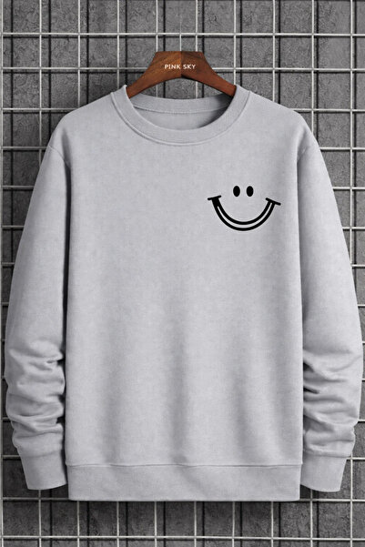 Pink Sky سويت شيرت برقبة دائرية للجنسين مطبوع مصنوع من القطن قصة فضفاضة مريح ...