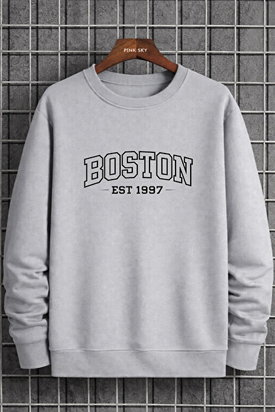 Pink Sky Φούτερ Unisex με τύπωμα με λαιμόκοψη oversized βαμβακερό καθημερινό ...