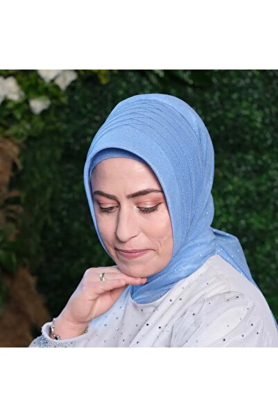 semahazırduvak bebe mavisi simli model hazır türban hazır şal abiye şal duvak