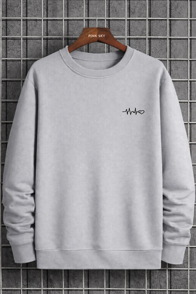 Pink Sky Unisex cu imprimeu guler rotund Swea tricou supradimensionat Bumbac ...