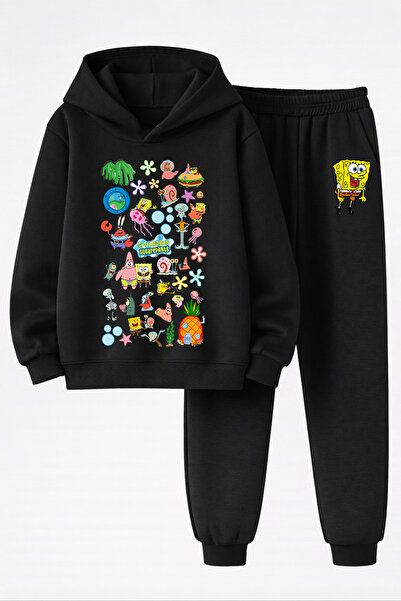 MAGORS Spongebob Printed 3-Yarn Quality Sweatshirt and Sweatpants Kids' Top a...
