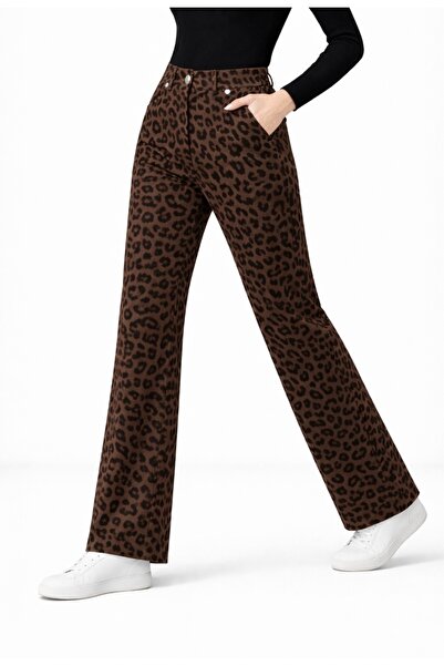 SHEBARA Leopard Pattern Double Relaxed Pants
