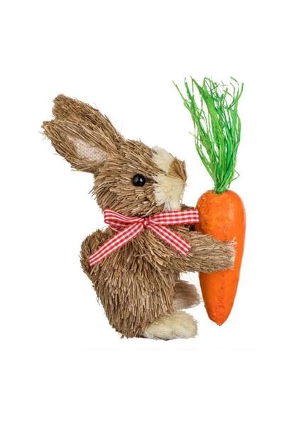 OEM Decorative Easter Figurine from Grass Rabbit with Carrot 19cm Ideal for E...