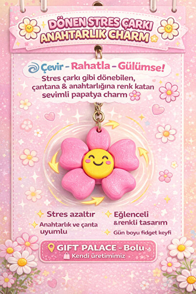 GIFTPALACE 🌼   حلية سلسلة مفاتيح على شكل عجلة ضغوط دوارة 🌼