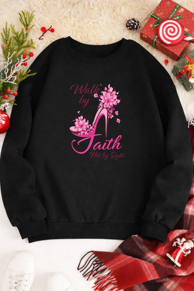 Pink Sky Unisex Printed Crew Neck Sweatshirt Oversized Cotton Daily Comfortable