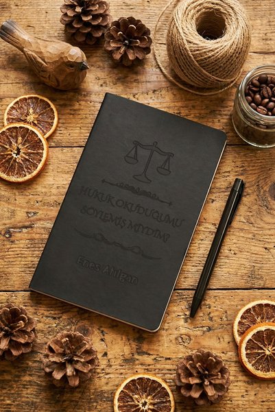 Hedizu Avukata Hediye Kişiye Özel Defter ve Kalem Siyah Avukat Hediyeleri W5S...
