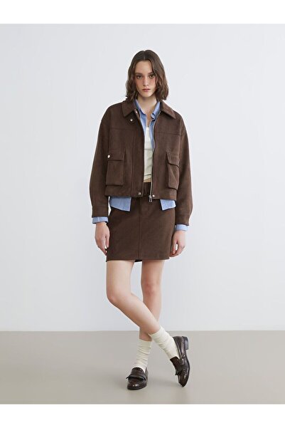 LC Waikiki Fustă mini cu aspect de piele întoarsă și centură în talie