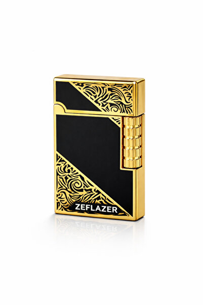 ZEFLAZER Hediyelik Kişiye İsme Özel Lüks Tasarımlı Gold Siyah Metal Çakmak