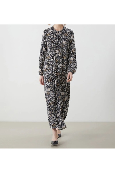 LC Waikiki Lcwaikiki Classic Black Floral Ruffle Dress