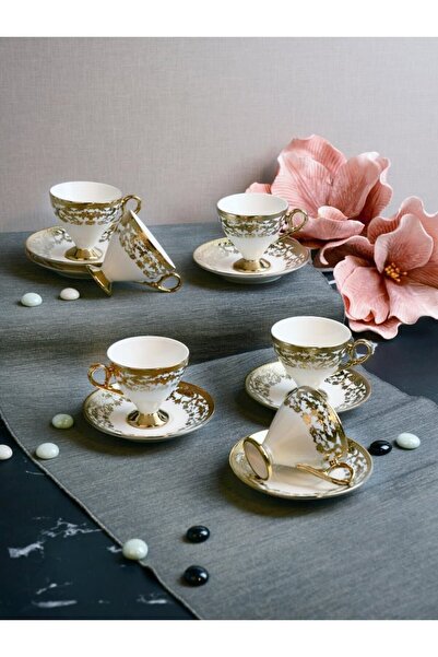 Paçi Embossed and Gilded Stylish Appearance 6-Person Coffee Cup Set