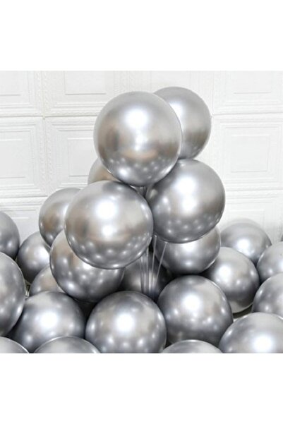 BenimMarifetlerim بالون كروم فضي لامع 12 بوصة 5 قطع