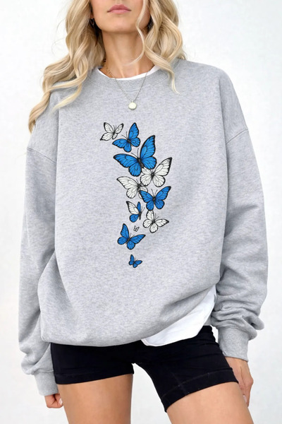 Pink Sky Unisex Printed Crew Neck Sweatshirt Oversized Cotton Daily Comfortable