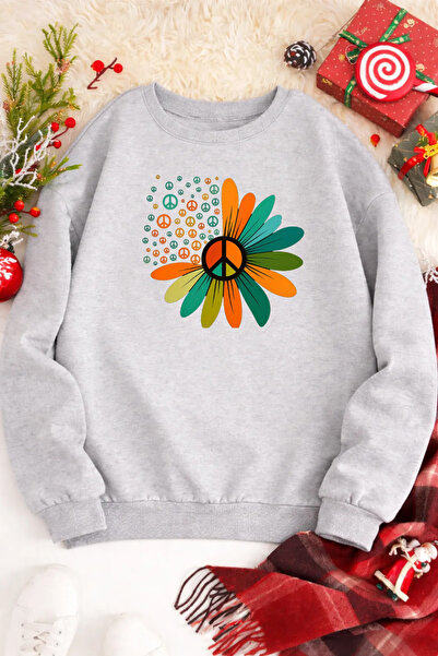 Pink Sky Unisex cu imprimeu guler rotund Swea tricou supradimensionat Bumbac ...