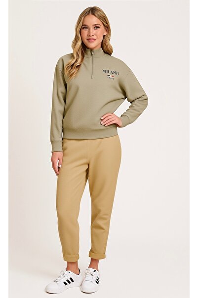 StyleweaR Gray Stand-Up Collar Half-Zip 2-Thread Sweatshirt