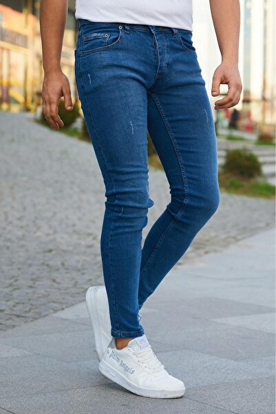 Ser Joven Men's Blue Slim Fit Laser Stretch Fabric Jeans