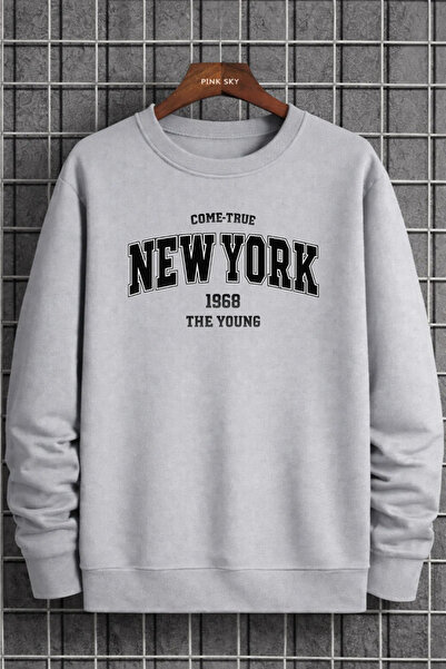 Pink Sky Φούτερ Unisex με τύπωμα με λαιμόκοψη oversized βαμβακερό καθημερινό ...