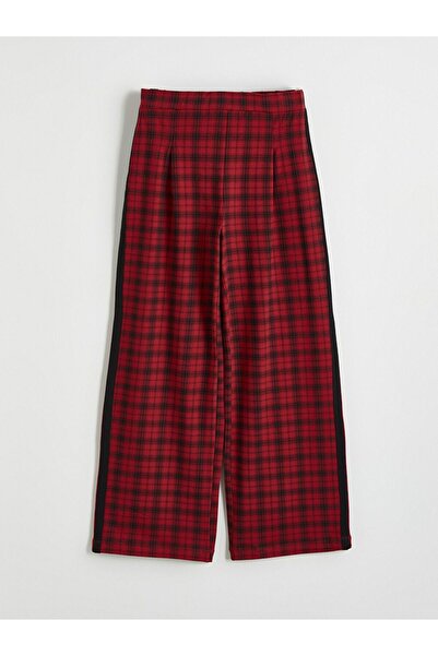 LC Waikiki Plaid Patterned Girls' Sweatpants with Stripes on the Sides