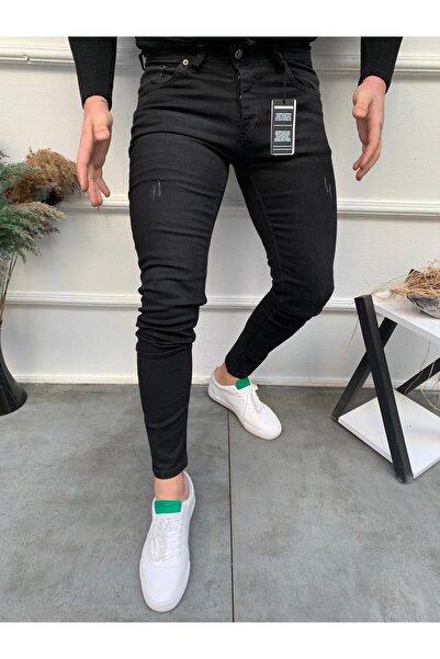 Ser Joven Men's Black Slim Fit Laser Stretch Fabric Jeans