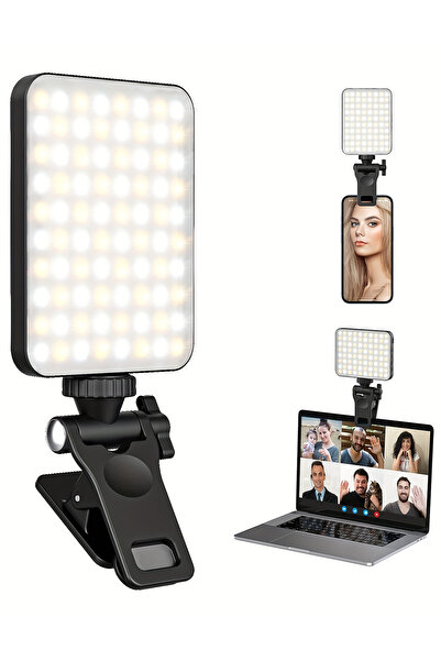 PASACO Profesyonel Video Konferans ve Yayıncı Işığı Mandallı Şarjlı 3 Renk To...