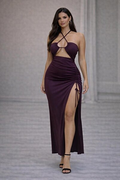 pink life Decolteu adânc cu tăietură în formă de prună. Micro țesătură