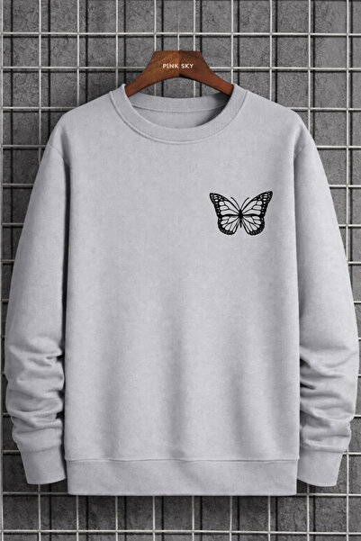 Pink Sky Φούτερ Unisex με τύπωμα με λαιμόκοψη oversized βαμβακερό καθημερινό ...