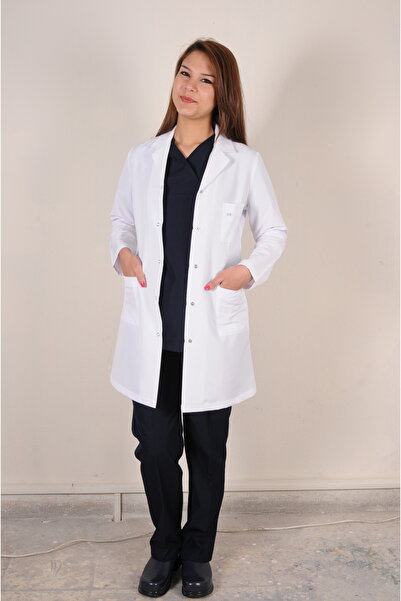 AYFORMA Beyaz Hemşire Eczacı Doktor Öğretmen Önlüğü Klasik Yaka Orta Boy