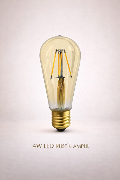 ACK 4W LED Rustik Ampul ST64, 2700K Sarı Işık, E27 Duy