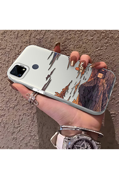 Hontinga حافظة متوافقة مع هاتف Realme C25 مصنوعة من السيليكون بحافة صلبة ومضا...