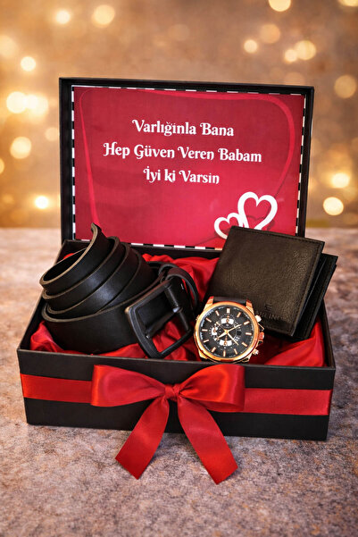 expreshediye Babaya Premium Gift Set – Belt, Wallet, Watch