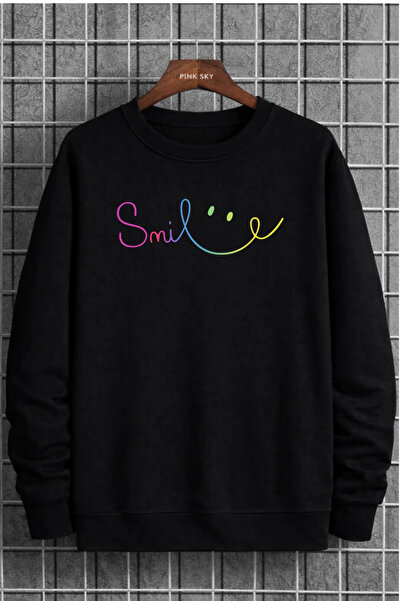 Pink Sky Φούτερ Unisex με τύπωμα με λαιμόκοψη oversized βαμβακερό καθημερινό ...