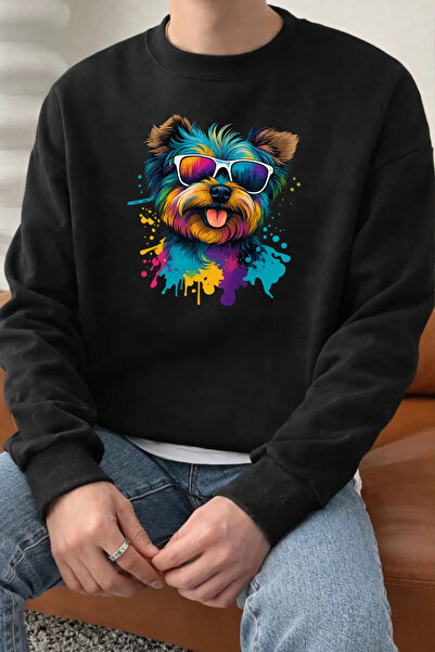 Pink Sky Unisex Printed Crew Neck Sweatshirt Oversized Cotton Daily Comfortable
