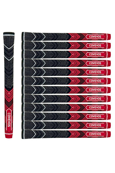 Choice مجموعة مقابض جولف قياسية حمراء مكونة من 13 قطعة، مصنوعة من المطاط الطب...