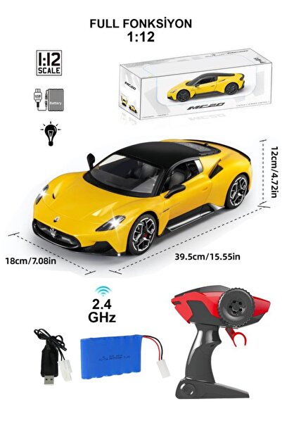 Tıfıl Toys Uzaktan Kumandalı Şarjlı Işıklı Full Fonksiyon Maserati MC20 Oyunc...
