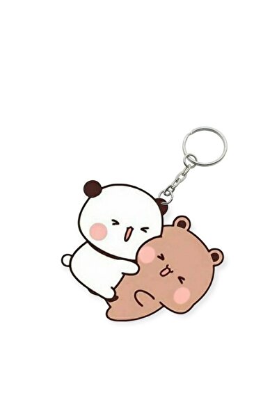 Dudu Bubu Panda Teddy Bear Couple Keychain Valentine Special Gift Bag Ornament Charm Valentine's Day