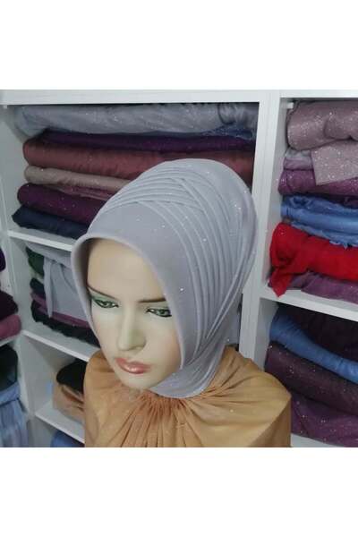 semahazırduvak gri simli model hazır türban hazır şal abiye şal duvak