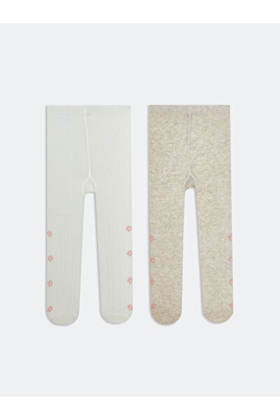 LC Waikiki Детски чорапогащи с флорални мотиви за момичета, 2 броя в опаковка