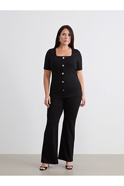 LC Waikiki Büyük Beden Dar Fit İspanyol Paça Kadın Pantolon