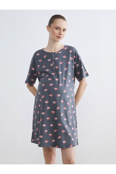 LC Waikiki Crew Neck Heart Patterned Women's Nightgown