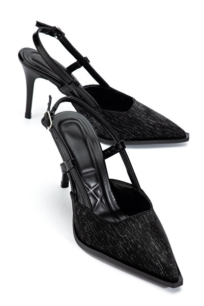 ELEVAM Women's Heeled Wrinkled Patterned Leather Shoes