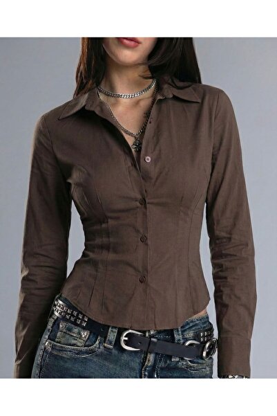 IŞILDA FASHION Belden oturtmalı gömlek