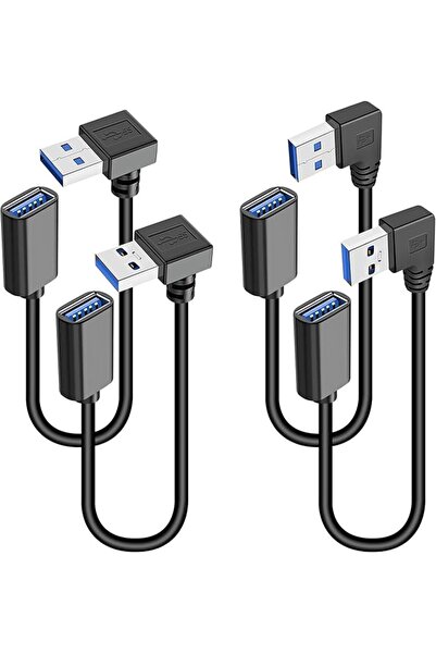 The Bros 4 قطع من كابل تمديد USB 3.0 بزاوية 90 درجة، محول كابل USB قصير من ذك...