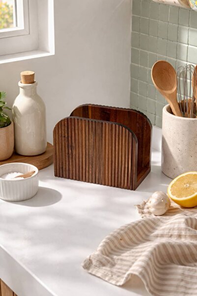 BUCOLIC حامل ومنظم مناديل من خشب الأكاسيا الطبيعي