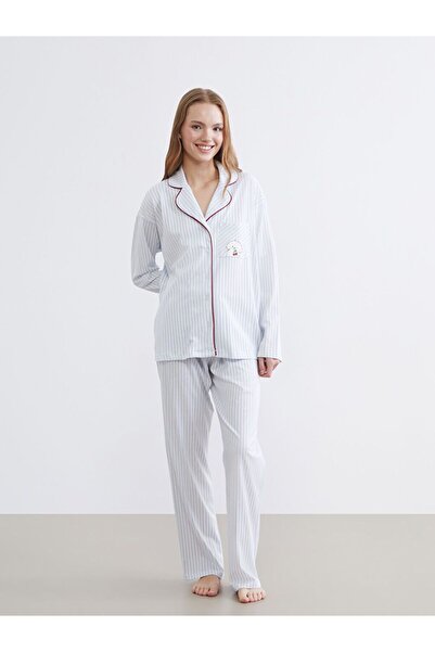 LC Waikiki Shirt Collar Striped Women's Pajamas Set
