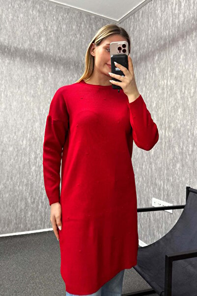 ModaPlaza Дамска дълга плетена туника с помпони 5820