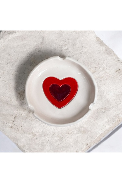HAB TRADE Heart Design Handmade Ceramic Ashtray February 14Th Gift