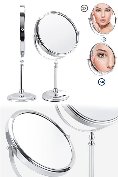 Munico Şık Kozmetik Aksesuarı Çift Taraflı Normal Büyüteç Oval Stand Makyaj K...