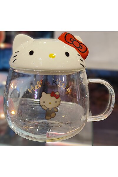 ada çanta kırtasiye Hello kitty figürlü kapaklı cam bardak kupa AD98925