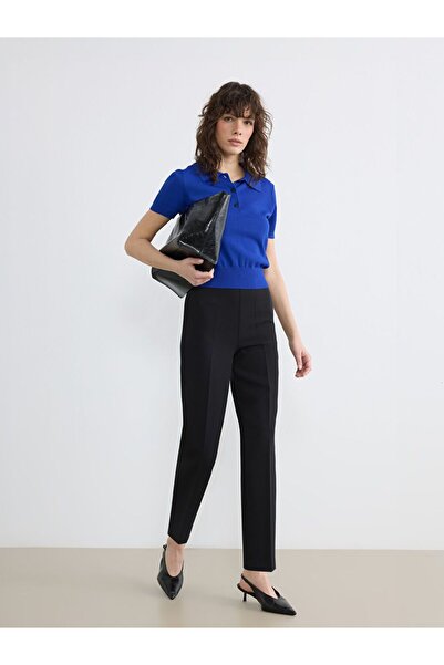 LC Waikiki Lcw Vision Black Women's Slim Fit Pants with Zipper at the Waist
